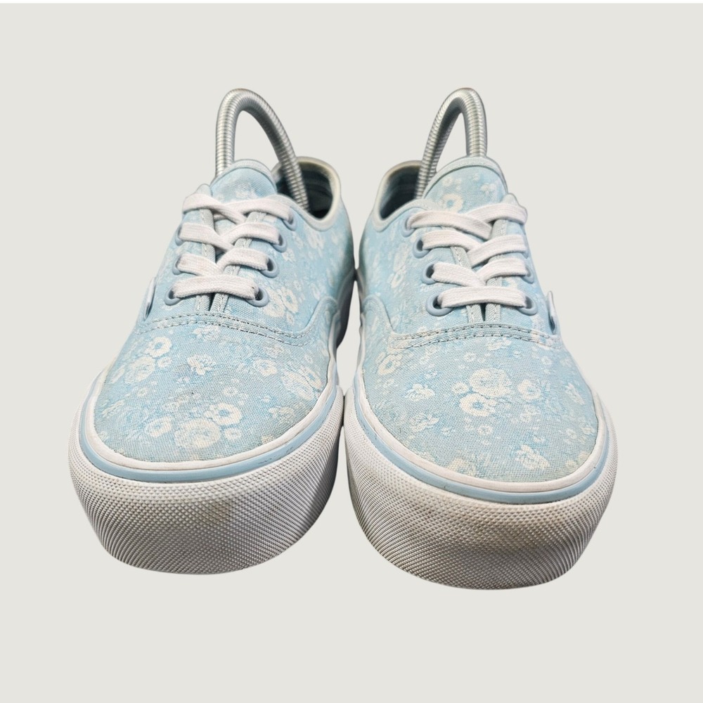 Vans Authentic Platform Floral Tonal Blue Canvas Sneakers Womens 7 | Mens 5.5 - Picture 2 of 10